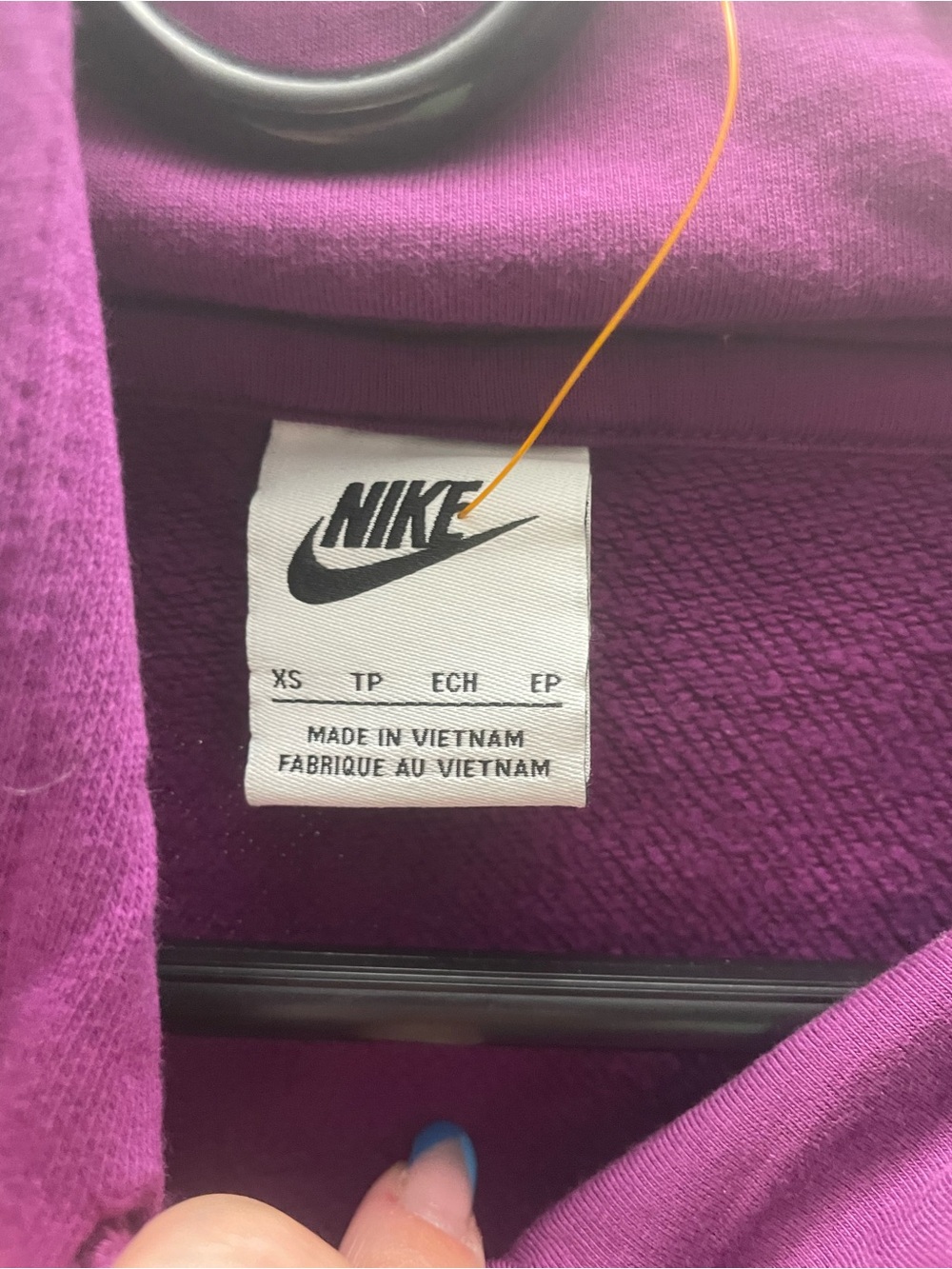 Nike Women's Purple Cropped Pullover Hoodie with White Logo - Picture 2 of 3